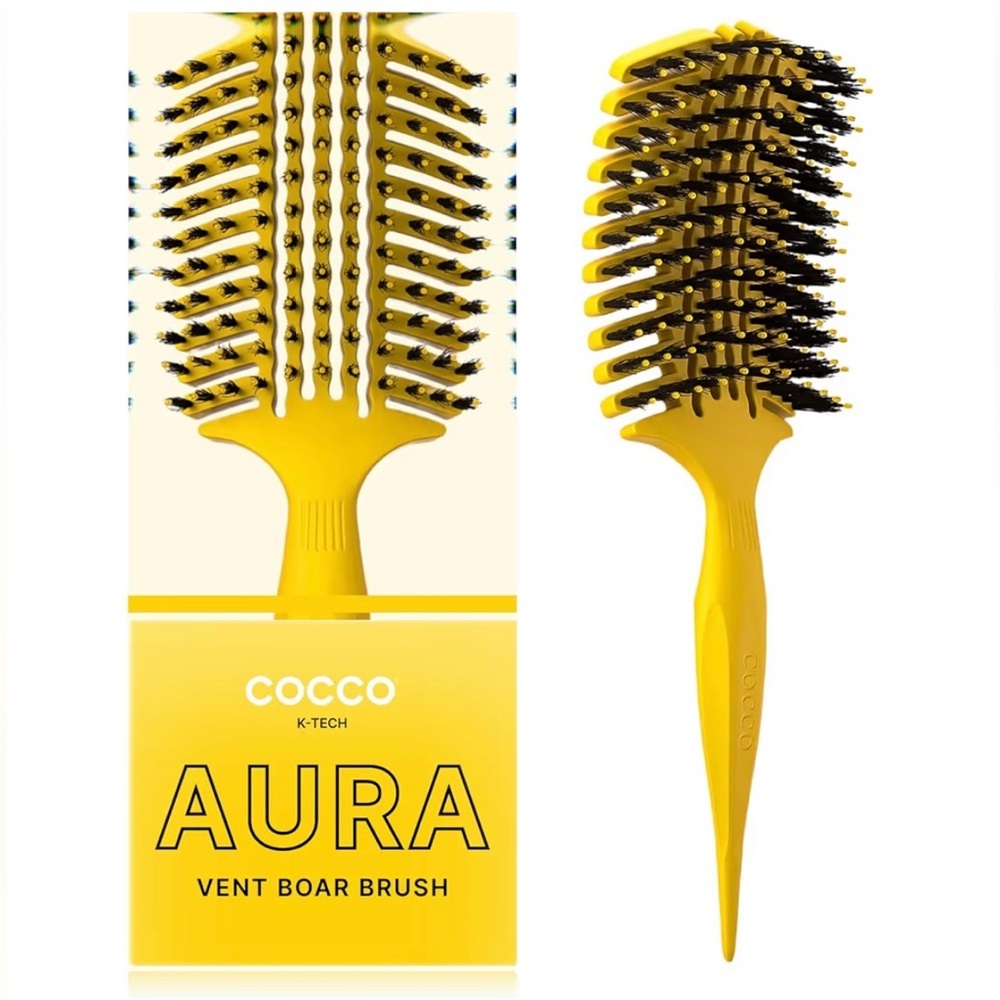 Cocco Yellow Aura Vent Boar Bristle Hair Brush